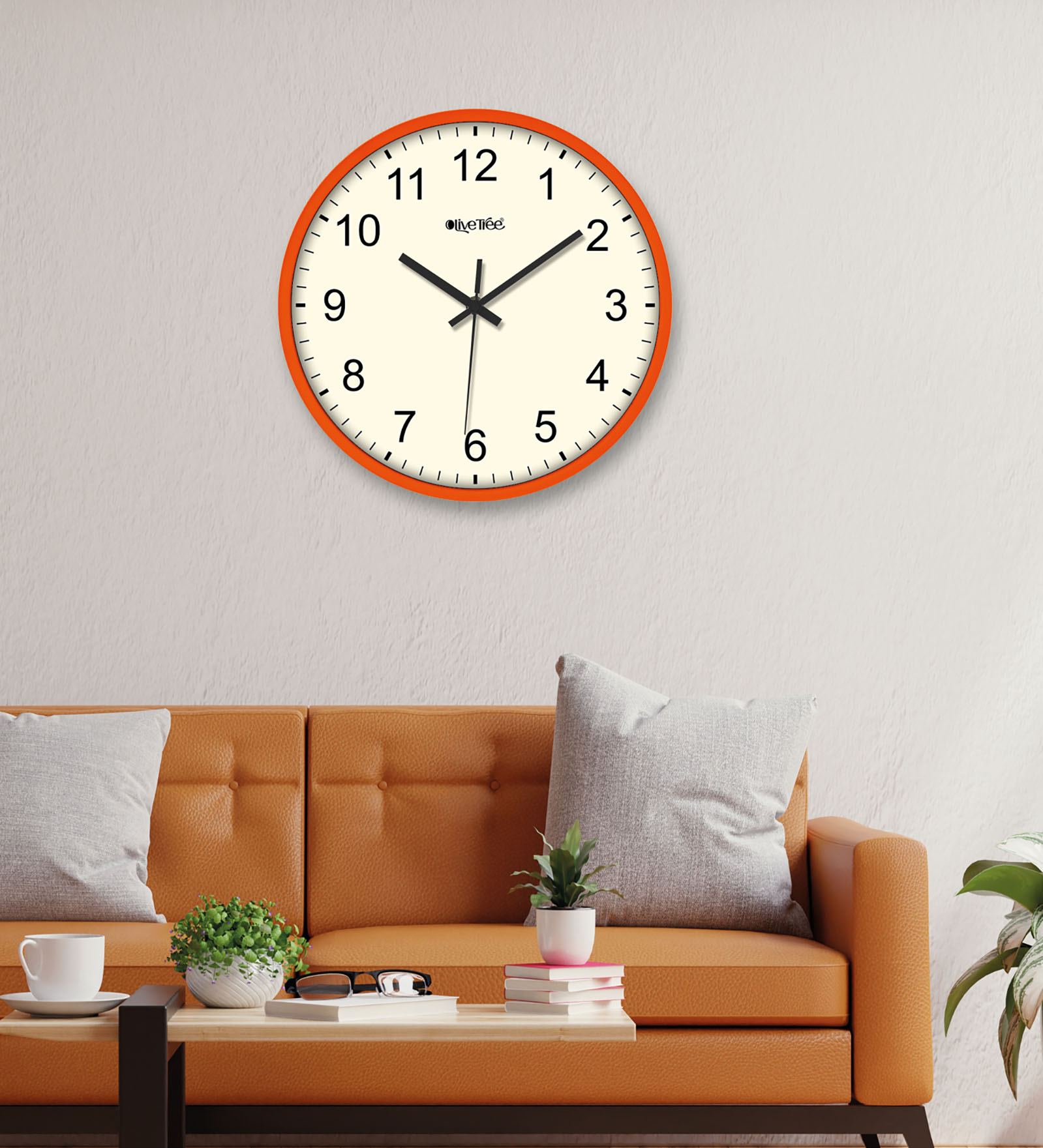 Analog Decorative Latest Wall Clock Tic-Toc Movement Classic (Orange)