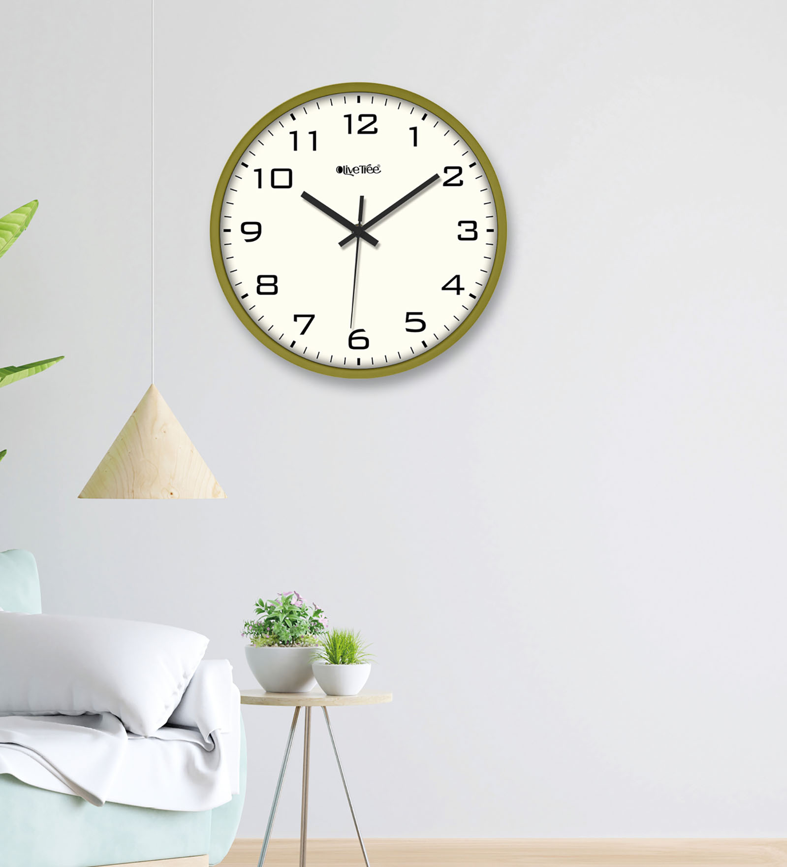 Wall Clock Analog Decorative Wall Clock Tic-Toc Movement Classic Clock (Green)