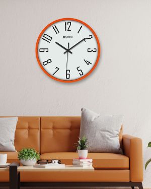 Wall Clock 12 Inch Analog Decorative Latest Wall Clock Tic-Toc Movement Classic Clock (Orange)