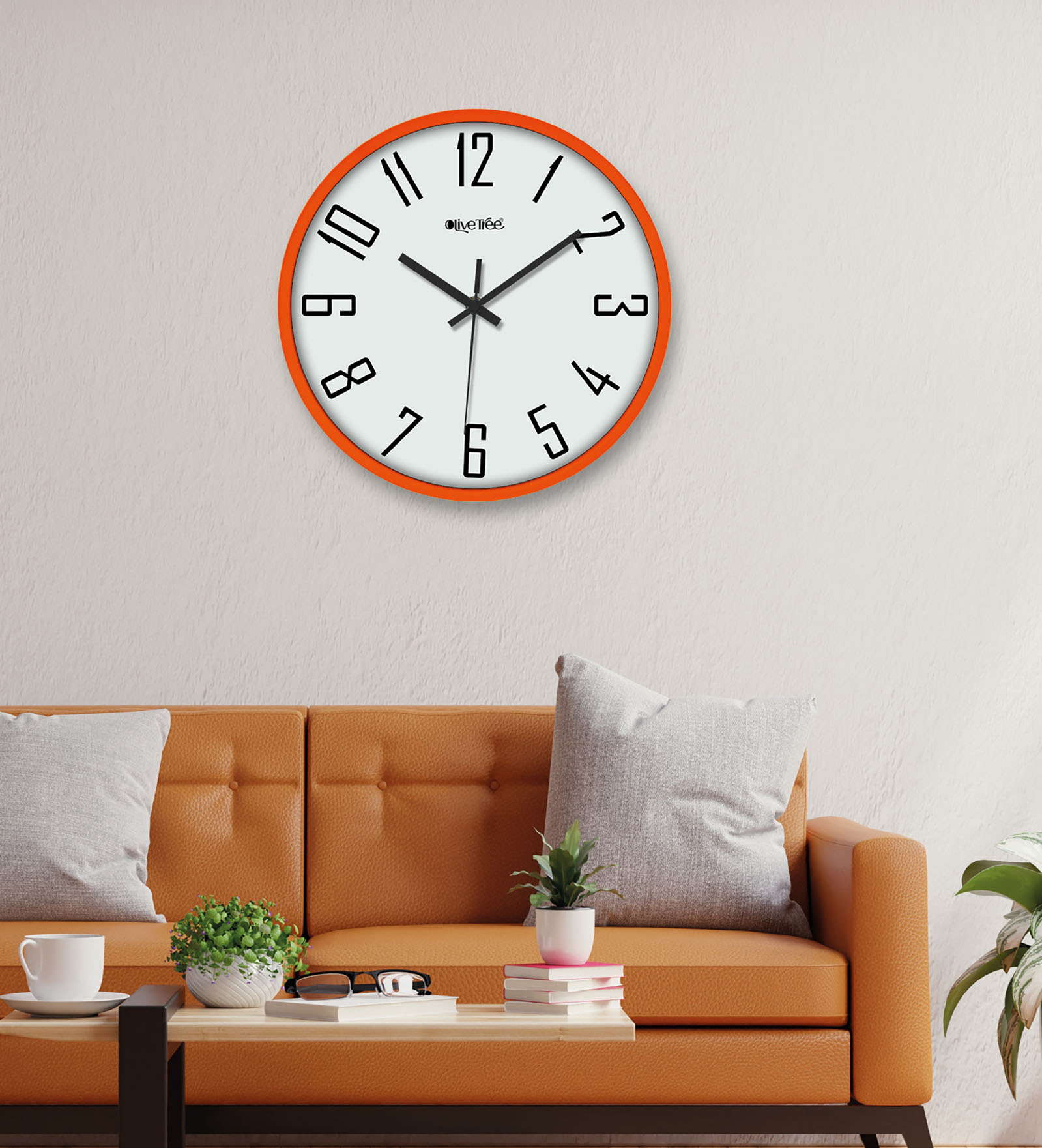 Wall Clock 12 Inch Analog Decorative Latest Wall Clock Tic-Toc Movement Classic Clock (Orange)