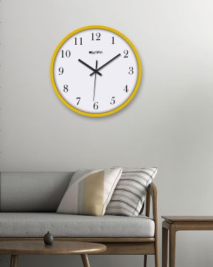 Wall Clock 12 Inch Analog Decorative Latest Wall Clock Tic-Toc Movement Classic Clock (Yellow)