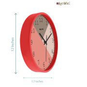 Wall Clock 12 Inch Analog Decorative Latest Wall Clock Tic-Toc Movement Classic Clock (Red)