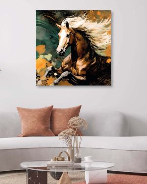 Wooden Wall Art Attractive Horse Canvas Painting