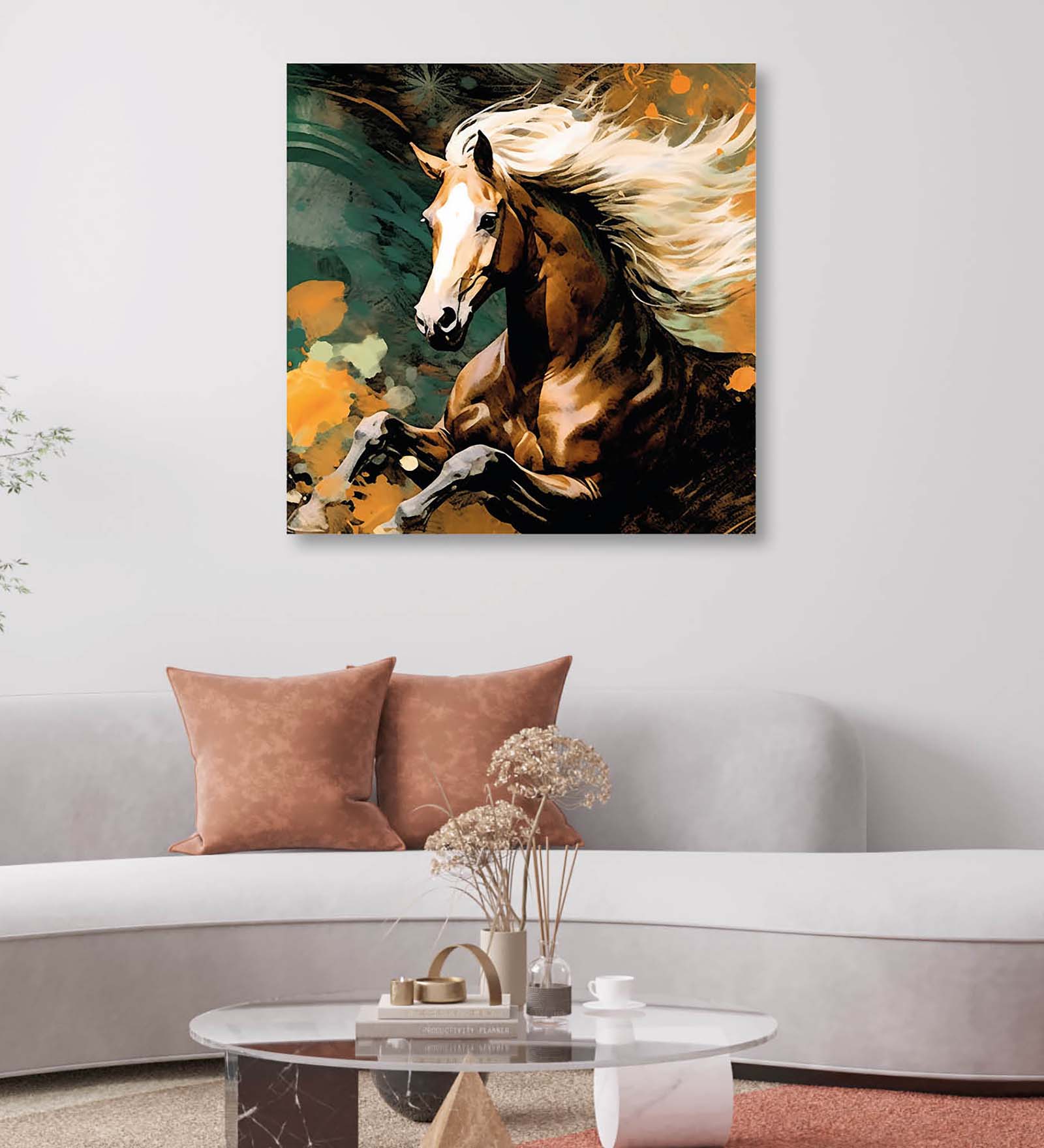 Wooden Wall Art Attractive Horse Canvas Painting