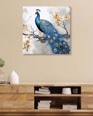 Wooden Wall Art Attractive Peacock Canvas Painting