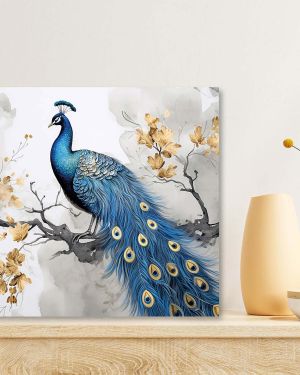 Wooden Wall Art Attractive Peacock Canvas Painting