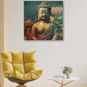 Olive Tree Wooden Wall Art Gautam Buddha Canvas Painting 24 x 24 inch Multicolour