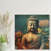 Olive Tree Wooden Wall Art Gautam Buddha Canvas Painting 24 x 24 inch Multicolour