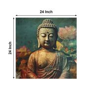 Olive Tree Wooden Wall Art Gautam Buddha Canvas Painting 24 x 24 inch Multicolour