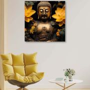 Olive Tree Wooden Wall Art Gautam Buddha ji Canvas 24 x 24 inch Multicolour