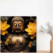 Olive Tree Wooden Wall Art Gautam Buddha ji Canvas 24 x 24 inch Multicolour