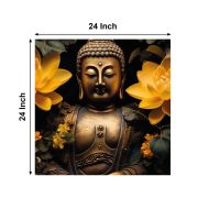 Olive Tree Wooden Wall Art Gautam Buddha ji Canvas 24 x 24 inch Multicolour