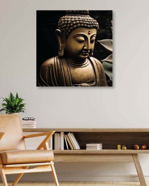 Olive Tree Wooden Wall Art Buddha Canvas Painting for 24 x 24 inch Multicolour