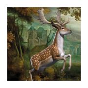 Olive Tree Wooden Wall Art Attractive Deer Canvas Painting 24 x 24 inch Multicolour