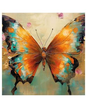 Olive Tree Wooden Wall Art Attractive Butterfly Canvas Painting 24 x 24 inch Multicolour