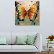 Olive Tree Wooden Wall Art Attractive Butterfly Canvas Painting 24 x 24 inch Multicolour