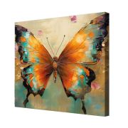 Olive Tree Wooden Wall Art Attractive Butterfly Canvas Painting 24 x 24 inch Multicolour