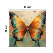 Olive Tree Wooden Wall Art Attractive Butterfly Canvas Painting 24 x 24 inch Multicolour