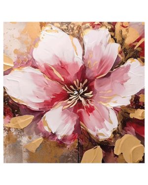 Olive Tree Wooden Wall Art Red Flower Canvas Painting 24 x 24 inch Multicolour