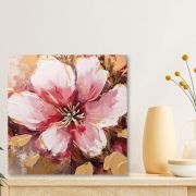 Olive Tree Wooden Wall Art Red Flower Canvas Painting 24 x 24 inch Multicolour