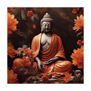 Olive Tree Wooden Gautam Buddha Wall Art Canvas Painting 24 x 24 inch Multicolour