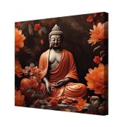 Olive Tree Wooden Gautam Buddha Wall Art Canvas Painting 24 x 24 inch Multicolour