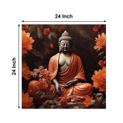 Olive Tree Wooden Gautam Buddha Wall Art Canvas Painting 24 x 24 inch Multicolour