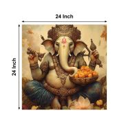 Olive TreeWooden Wall Art Ganesh ji Canvas Painting 24 x 24 inch Multicolour