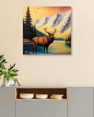 Olive TreeWooden Wall Art Scenary Canvas Painting for 24 x 24 inch Multicolour