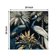 Olive TreeWooden Wall Art Peacock Birds Canvas Painting 24 x 24 inch Multicolour