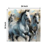 Olive TreeWooden Wall Art Running Horses Canvas Painting 24 x 24 inch Multicolour