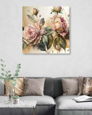 Olive TreeWooden Flowers Wall Art Canvas Painting for 24 x 24 inch Multicolour
