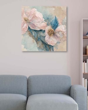 Olive TreeWooden Multi Flower Wall Art Canvas Painting 24 x 24 inch Multicolour