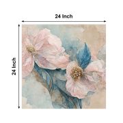 Olive TreeWooden Multi Flower Wall Art Canvas Painting 24 x 24 inch Multicolour