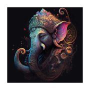 Olive TreeWooden Wall Art Multi Ganesh ji Canvas 24 x 24 inch Multicolour