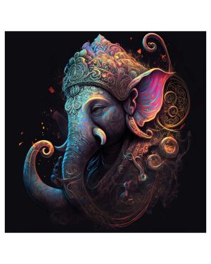 Olive TreeWooden Wall Art Multi Ganesh ji Canvas 24 x 24 inch Multicolour