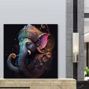 Olive TreeWooden Wall Art Multi Ganesh ji Canvas 24 x 24 inch Multicolour