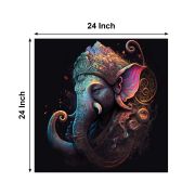 Olive TreeWooden Wall Art Multi Ganesh ji Canvas 24 x 24 inch Multicolour