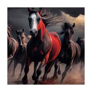 Olive TreeWooden Wall Art Horses Canvas Painting for 24 x 24 inch Multicolour