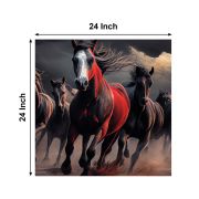 Olive TreeWooden Wall Art Horses Canvas Painting for 24 x 24 inch Multicolour