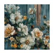 Olive TreeWooden Wall Art White Flowers Canvas Painting 24 x 24 inch Multicolour