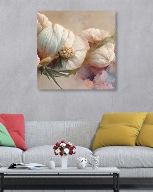 Olive TreeWooden Wall Art White Rose Canvas Painting 24 x 24 inch Multicolour