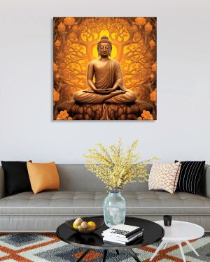Olive TreeWooden Wall Art  Canvas Painting for Home 24 x 24 inch Multicolour