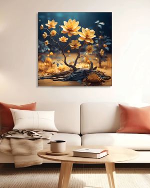 Olive TreeWooden Wall Art  Canvas Painting for Home 24 x 24 inch Multicolour