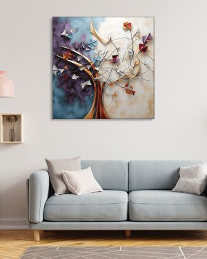 Olive TreeWooden Wall Art  Canvas Painting for Home 24 x 24 inch Multicolour