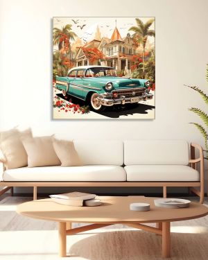Olive TreeWooden Wall Art  Canvas Painting for Home 24 x 24 inch Multicolour