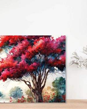 Olive TreeWooden Wall Art  Canvas Painting for Home 24 x 24 inch Multicolour