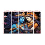 Olive Tree Large Radha Krishna Canvas Painting for Wall Decoration Picture Split Panels Art Decor Set of 5 Canvas Paintings