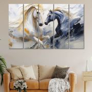 Olive Tree Large Horses Canvas Painting for Wall Decoration Picture Split Panels Art Decor Set of 5 Canvas Paintings