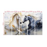Olive Tree Large Horses Canvas Painting for Wall Decoration Picture Split Panels Art Decor Set of 5 Canvas Paintings